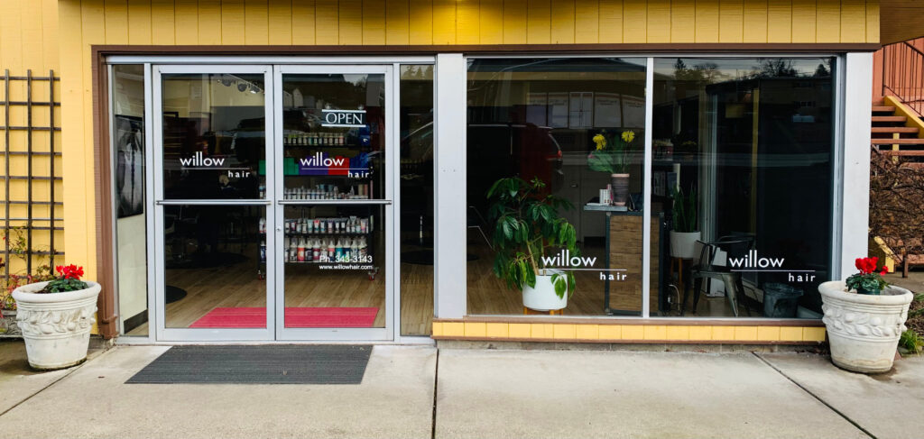 willow hair salon storefront on Willamette Street in Eugene, Oregon