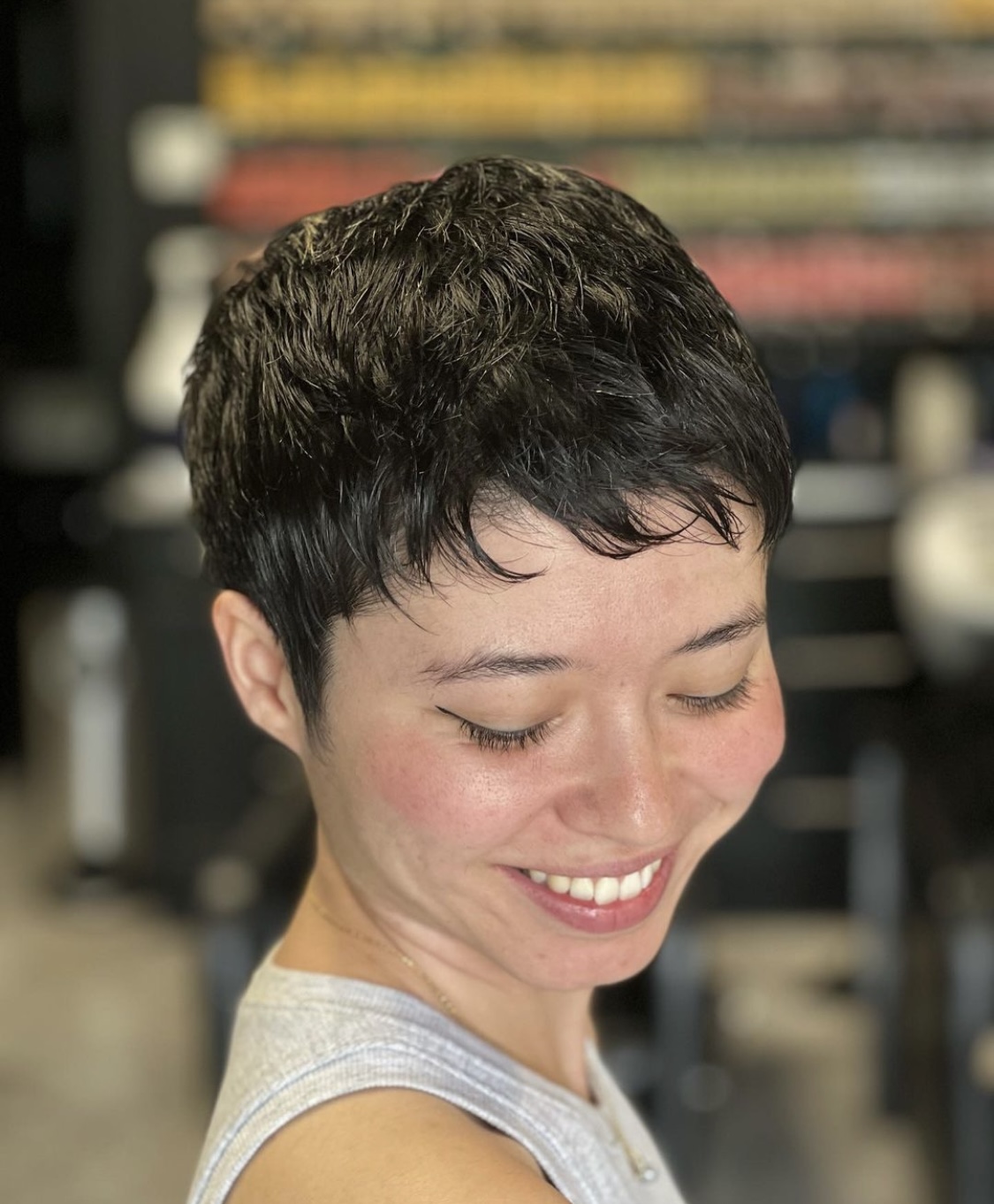 short pixie haircut by a stylist at willow hair, eugene OR