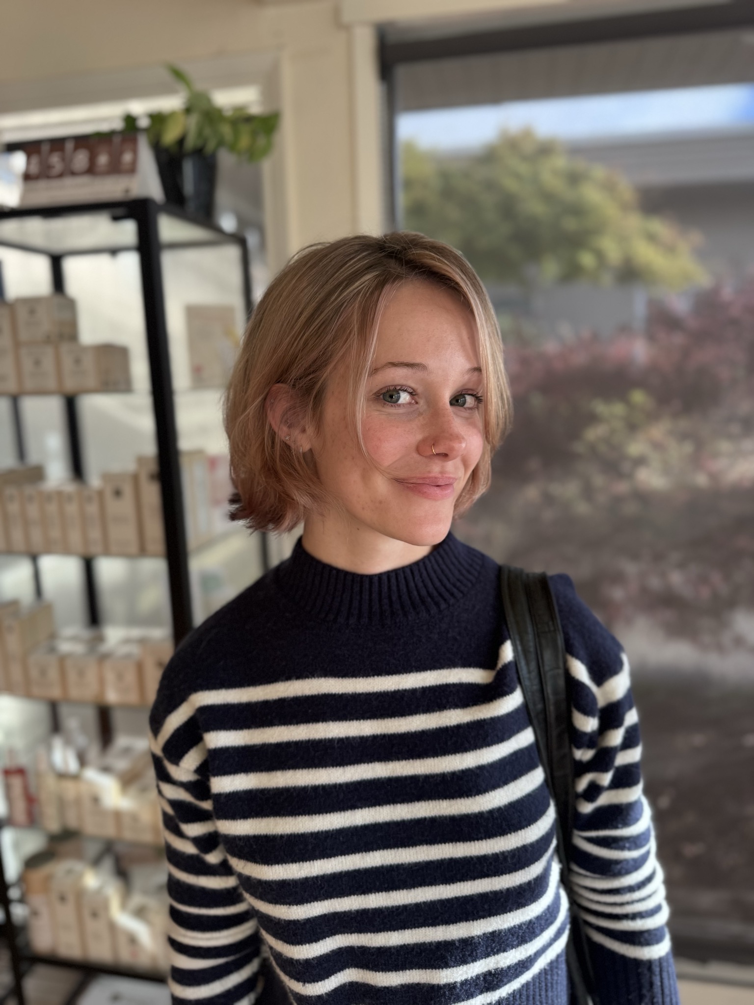 client with a fresh haircut at willow hair, eugene OR